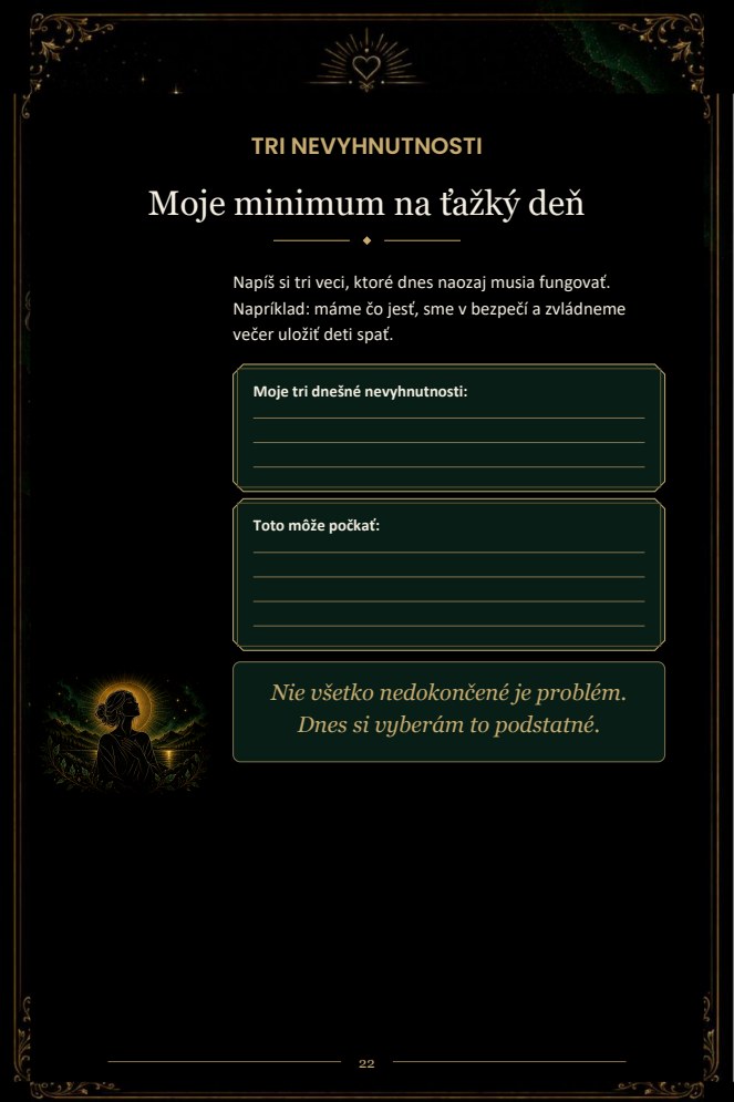 Pracovný list Moje minimum na ťažký deň